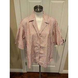 By Any Other Name Pink & White Striped Short Sleeve Shirt, Size 6